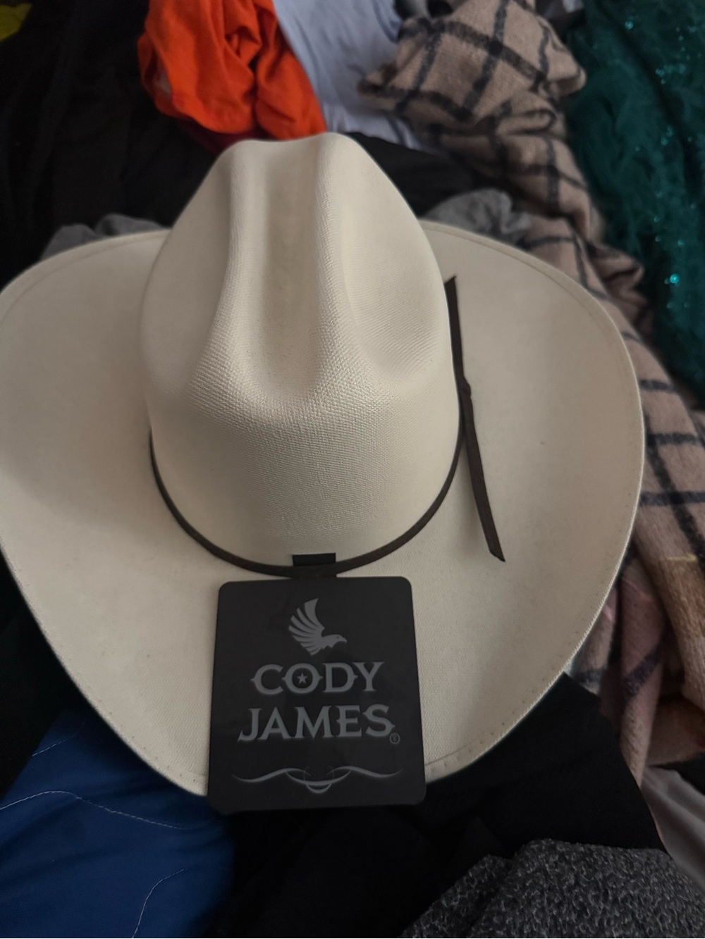 Cody James Men's Cream Western Cowboy Hat with Leather Hatband